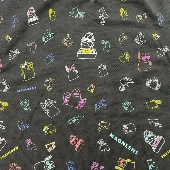 Magnlens Shirt Mens Medium Black Tank Top All Over Print Logo Workout Mesh Tee - Picture 5 of 10